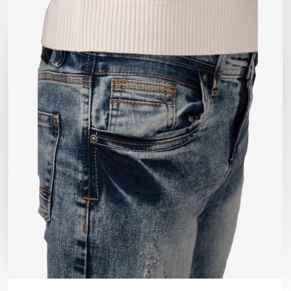 X RAY Boy's Ripped and Repaired Stretch Jeans Blue - Picture 5 of 6